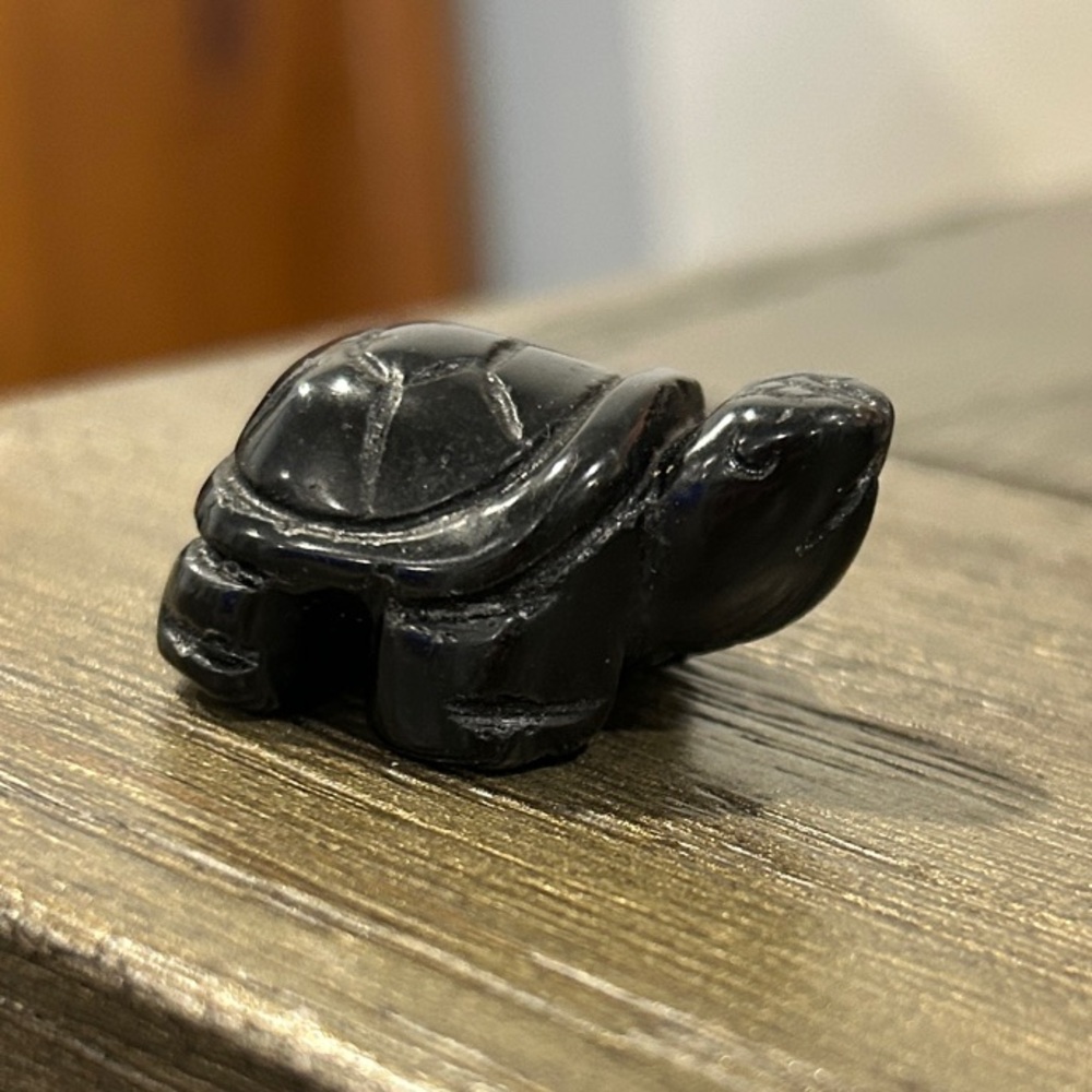 Black obsidian Turtle Figurine